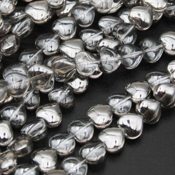 Perline cristalli cuore 8 mm grigi filo 35 cm Perline cristalli cuore 8 mm grigi filo 35 cm