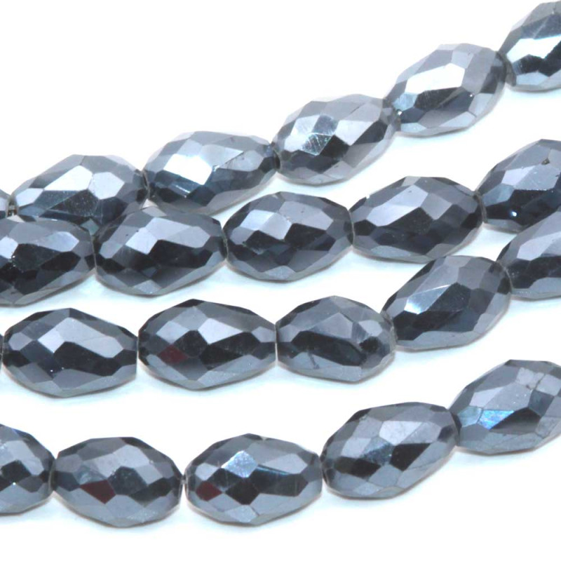 Cristalli gocce ematite 11.5x7.5 mm sfac. filo 45 cm (go-01-ema) - pietreeminuterie.com