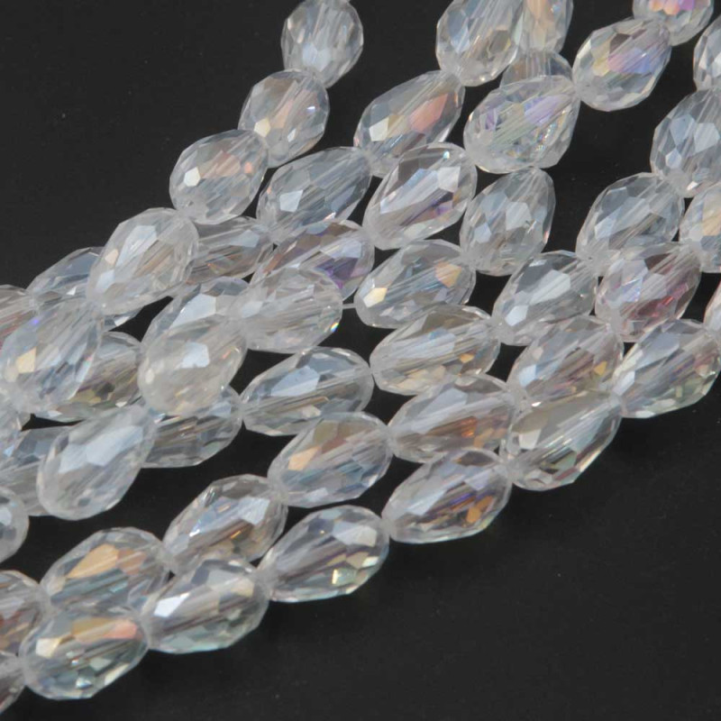Cristalli gocce trsparenti a/b 11.5x7.5 mm sfac. filo 45 cm (go-01-ytr67) - pietreeminuterie.com