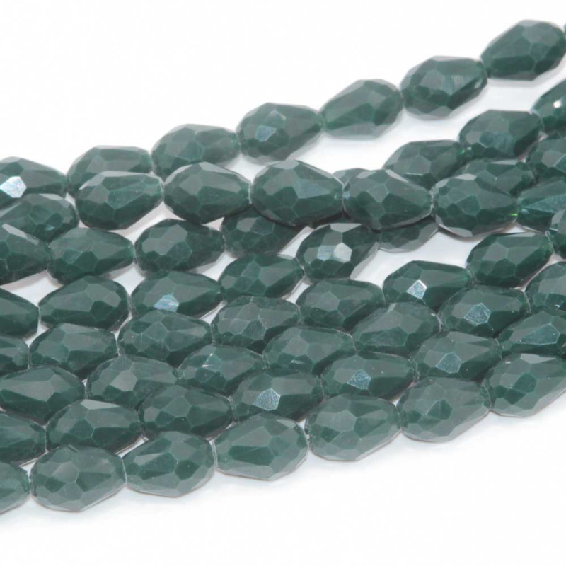 Cristalli gocce verde bottiglia 11.5x7.5 mm sfac. filo 45 cm (go-01-gree) - pietreeminuterie.com