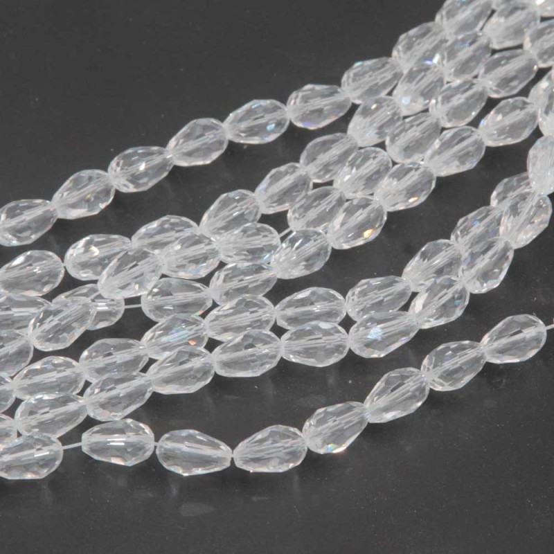 Cristalli gocce trsparenti 11.5x7.5 mm sfac. filo 45 cm (go-01-ytrasp) - pietreeminuterie.com