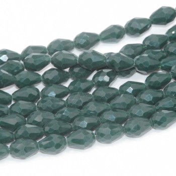 Cristalli gocce verde bottiglia 11.5x7.5 mm sfac. filo 45 cm