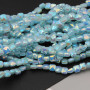 Cristalli quadrati grado A++ 4 mm base azzurra con riflessi tiffany A/B filo 40 cm