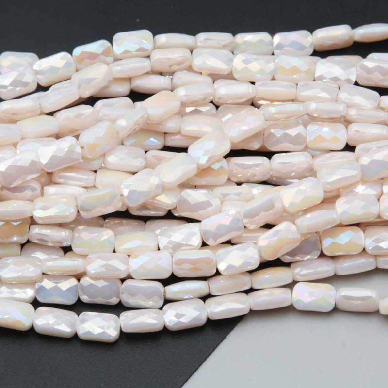 Cristalli rettangolari 9x6 mm crema a/b grado A++ filo 30 cm 34 pz circa (ret-pi981) - pietreeminuterie.com