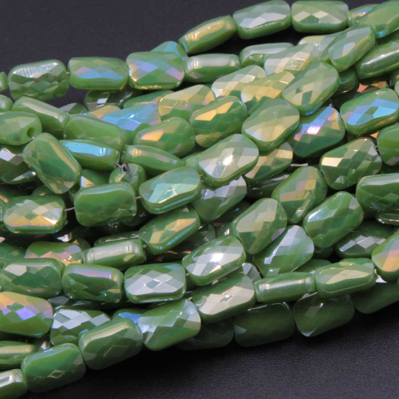 Cristalli rettangolari 9x6 mm gree a/b grado A++ filo 30 cm 34 pz circa (ret-g527) - pietreeminuterie.com