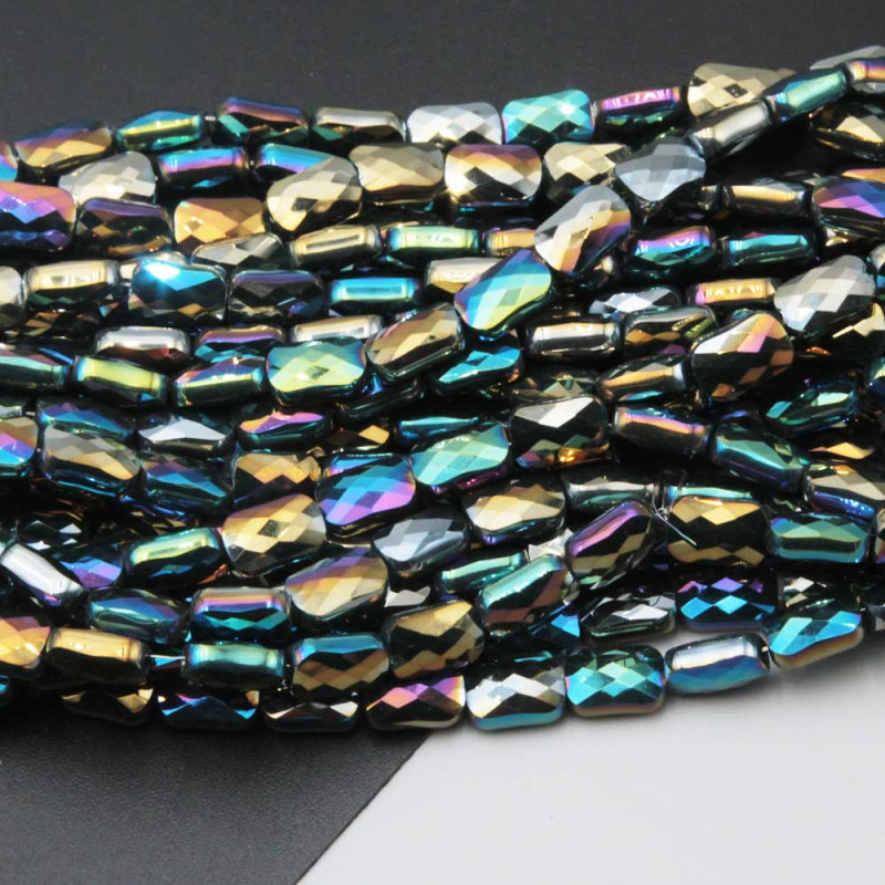 Cristalli rettangolari 9x6 mm multicolor a/b grado A++ filo 30 cm 34 pz circa (ret-pi941) - pietreeminuterie.com