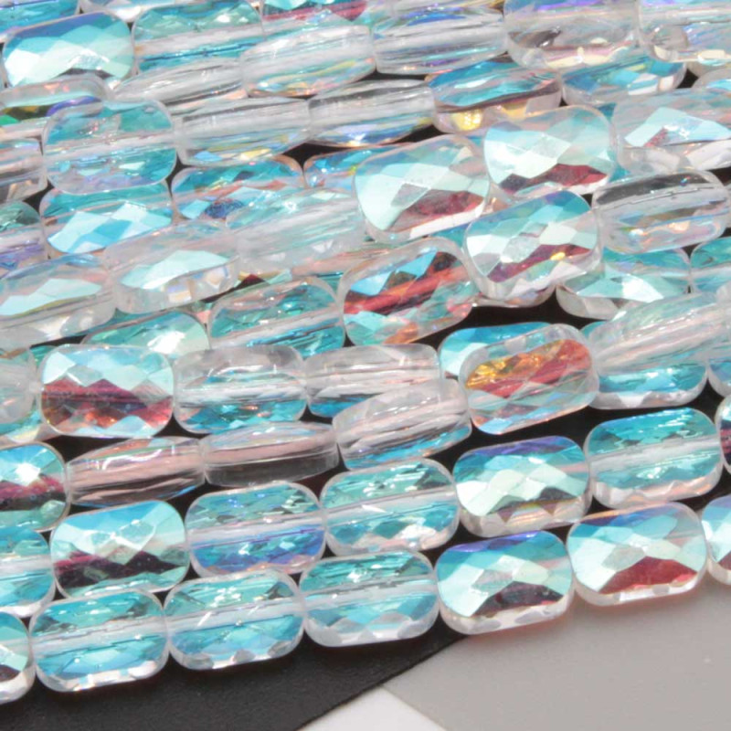 Cristalli rettangolari 9x6 mm trasparenti a/b grado A++ filo 40 cm (ret-pi943) - pietreeminuterie.com