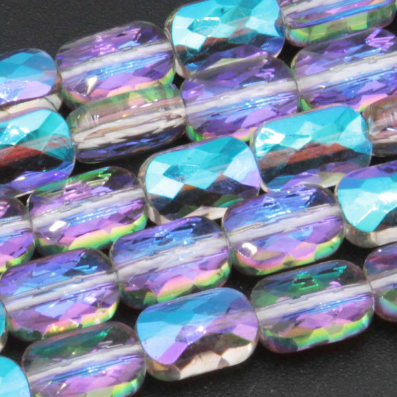 Cristalli rettangolari 9x6 mm trasparenti riflessi viola a/b grado A++ filo 40 cm (ret-pi9c4) - pietreeminuterie.com