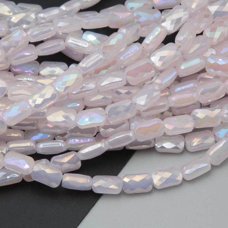 Cristalli rettangolari 9x6 mm light pink a/b grado A++ filo 30 cm 34 pz circa (ret-pi9612) - pietreeminuterie.com