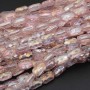 Cristalli rettangolari 9x6 mm rosa a/b grado A++ filo 30 cm 34 pz circa