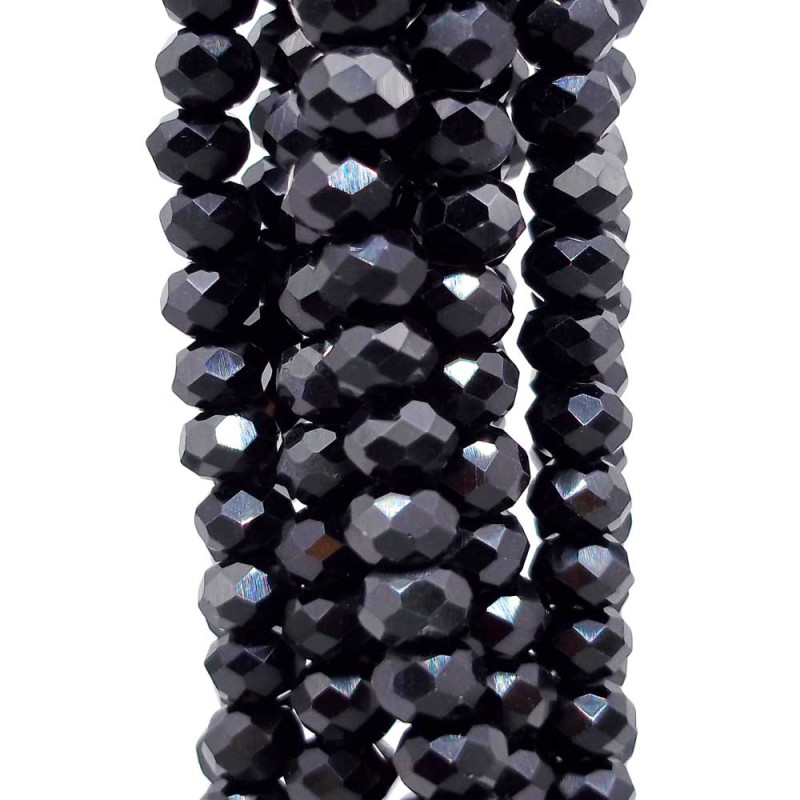 Cristalli rondella 6 mm neri filo 40 cm (ner-bo9) - pietreeminuterie.com