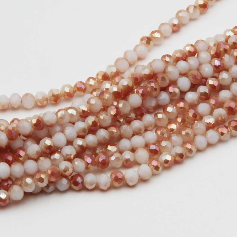 Cristalli rondella 4 mm bianco/arancio a/b filo 40 cm (cel-016) - pietreeminuterie.com