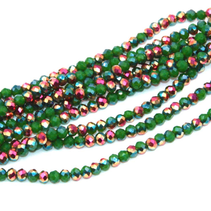 Cristalli rondella 4 mm multicolored green and purple filo 40 cm (cel-020) - pietreeminuterie.com