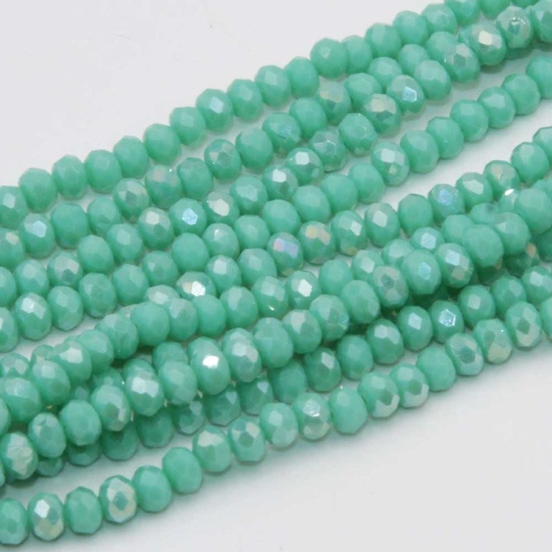 Cristalli rondella 4 mm verde acqua filo 40 cm (cel-010) - pietreeminuterie.com