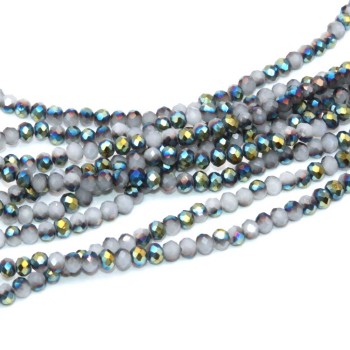 Cristalli rondella 4 mm gray and metallic green filo 40 cm