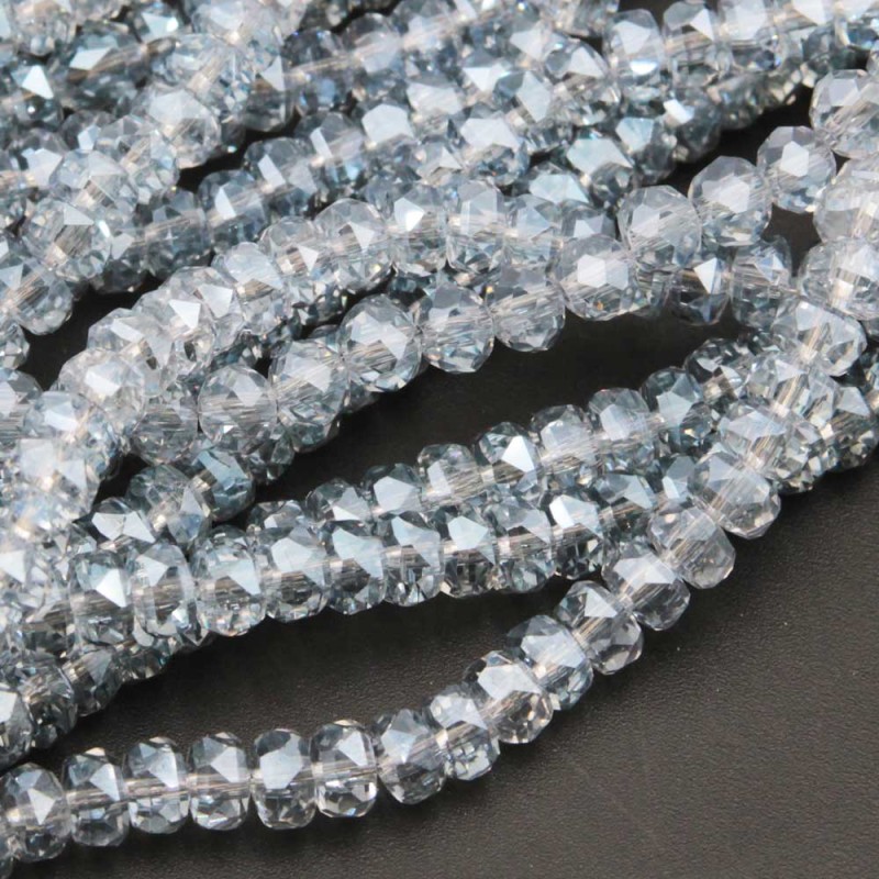 Cristalli rondella piatta grigi 6x4 mm a/b Quality A++ filo 40 cm Cristalli rondella piatta grigi 6x4 mm a/b Quality A++ filo 40 cm