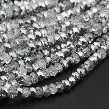 Cristalli rondella piatta argentati 6x4 mm a/b Quality A++ filo 40 cm