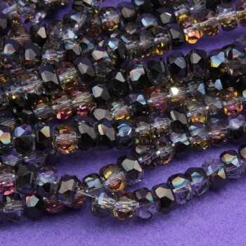 Cristalli rondella neri riflessi oro viola 6x4 mm a/b Quality A++ filo 40 cm