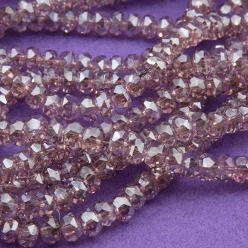 Cristalli rondella rosa cenere 6x4 mm a/b Quality A++ filo 40 cm