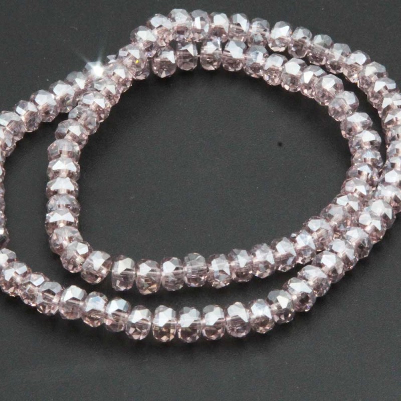 Cristalli rondella rosa cenere 6x4 mm a/b Quality A++ filo 40 cm Cristalli rondella rosa cenere 6x4 mm a/b Quality A++ filo 40 cm