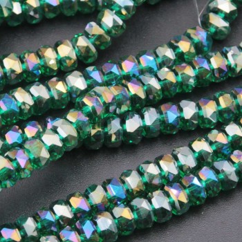 Cristalli rondella piatta verdi 6x4 mm a/b Quality A++ filo 40 cm
