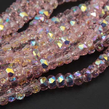 Cristalli rondella piatta rosa 6x4 mm a/b Quality A++ filo 40 cm