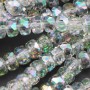 Cristalli rondella piatta bianchi riflessi verdi 6x4 mm a/b Quality A++ filo 40 cm