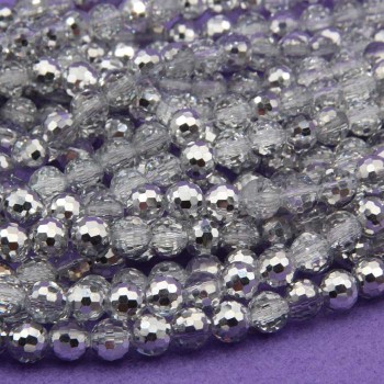 Cristalli tondi sfac. argento a/b 6 mm A++ Quality filo 55 cm circa Cristalli tondi sfac. argento a/b 6 mm A++ Quality filo 55 cm circa