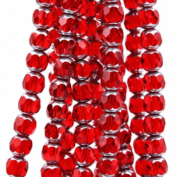 Cristalli silver edge sfac. 8 mm rossi trasparenti filo 39 pz