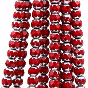 Cristalli silver edge sfac. 8 mm rossi filo 39 pz