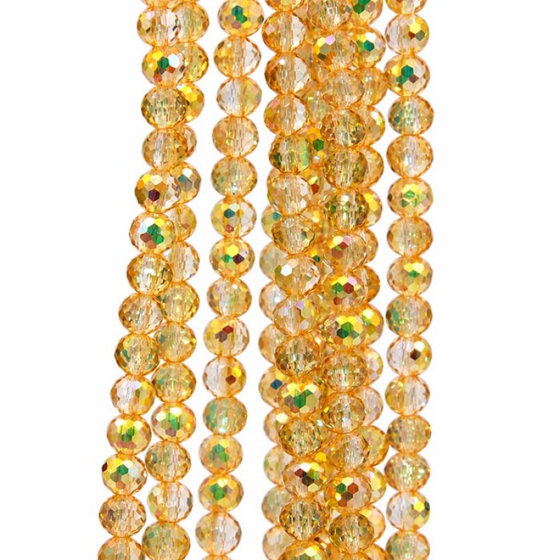 Cristalli tondi gialli 4 mm a/b A++ sfac. filo 40 cm Cristalli tondi gialli 4 mm a/b A++ sfac. filo 40 cm