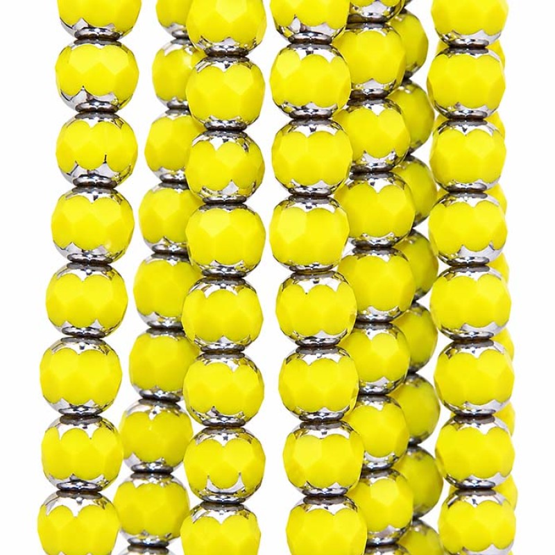Cristalli silver edge sfac. 8 mm gialli filo 39 pz Cristalli silver edge sfac. 8 mm gialli filo 39 pz