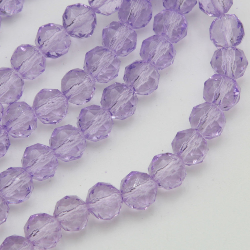 Cristalli tondi diamound cut 8 mm light violet filo 50 cm (viol-cut1) - pietreeminuterie.com