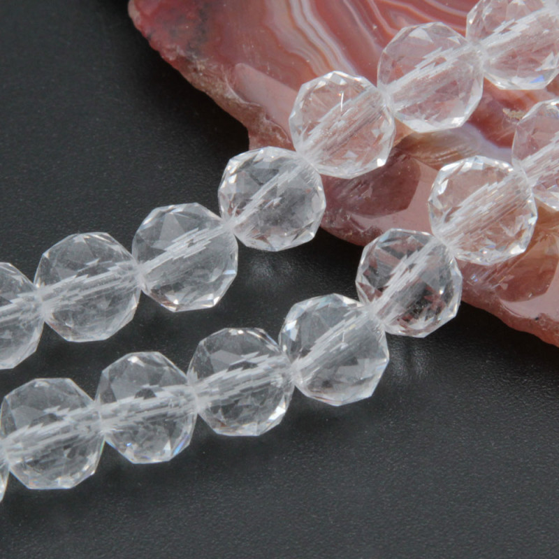 Cristalli tondi diamound cut 8 mm trasparenti filo 50 cm (tras-cut1) - pietreeminuterie.com