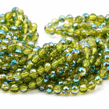 Cristalli tondi verdi a/b 6 mm sfac. grado A++ filo 40 cm