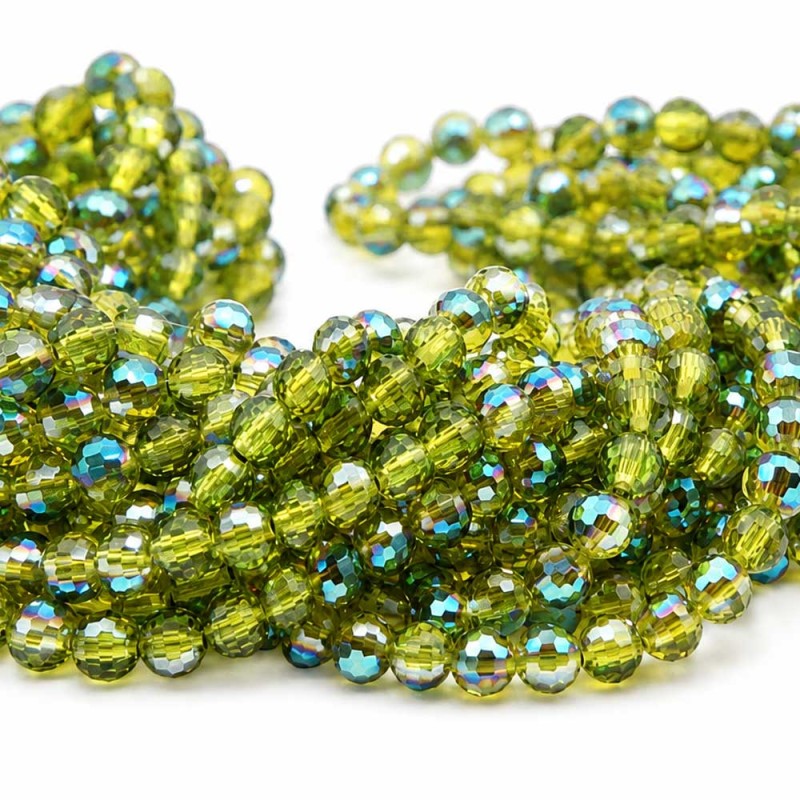 Cristalli tondi verdi a/b 6 mm sfac. grado A++ filo 40 cm Cristalli tondi verdi a/b 6 mm sfac. grado A++ filo 40 cm