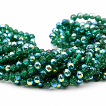 Cristalli tondi verdi smeraldo a/b 6 mm sfac. grado A++ filo 55 cm circa