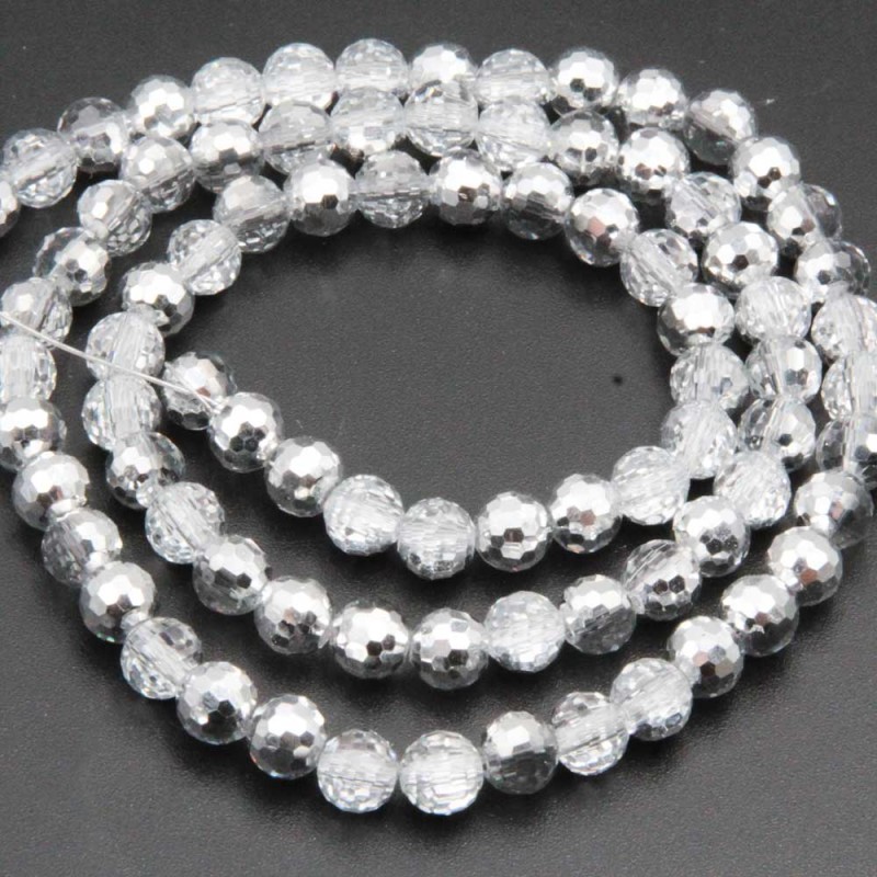 Cristalli tondi sfac. argento a/b 6 mm A++ Quality filo 55 cm circa