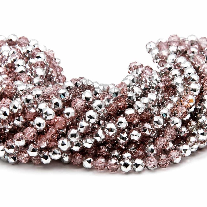 Cristalli tondi diamond cut rosa argento a/b 6 mm sfac. grado A++ filo 55 cm circa Cristalli tondi diamond cut rosa argento a/b 6 mm sfac. grado A++ filo 55 cm circa