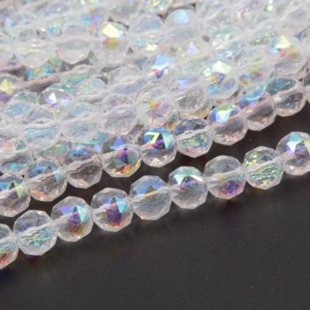 Cristalli tondi diamound cut 8 mm bianchi boreale A/B filo 50 cm