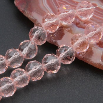 Cristalli tondi diamound cut 8 mm pink filo 50 cm