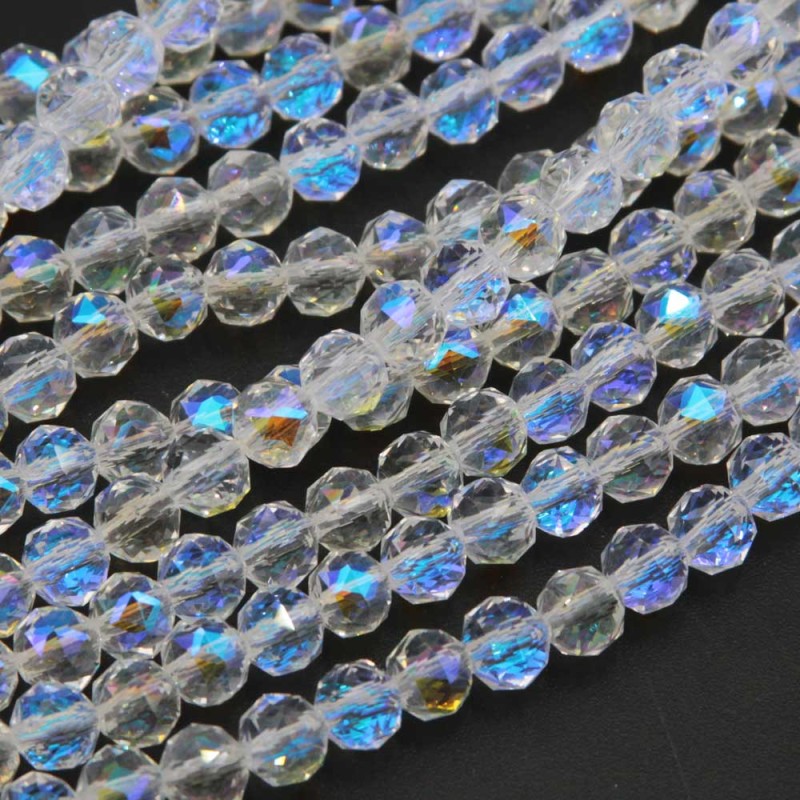 Cristalli tondi trasparenti a/b boreale 6 mm filo 55 cm Cristalli tondi trasparenti a/b boreale 6 mm filo 55 cm