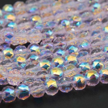 Cristalli tondi 6 mm diamond cut rosa a/b sfac. grado A++ filo 55 cm circa