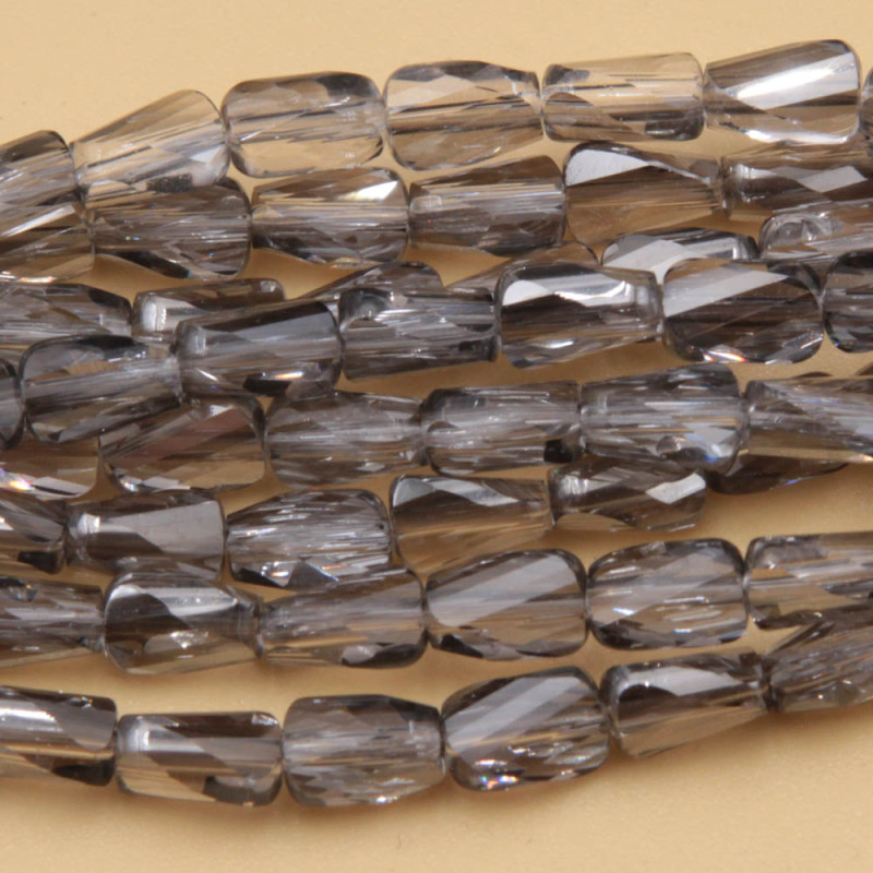 Cristalli rettangolo twister grey 6.5x4 mm filo 55 cm (cri-10023) - pietreeminuterie.com