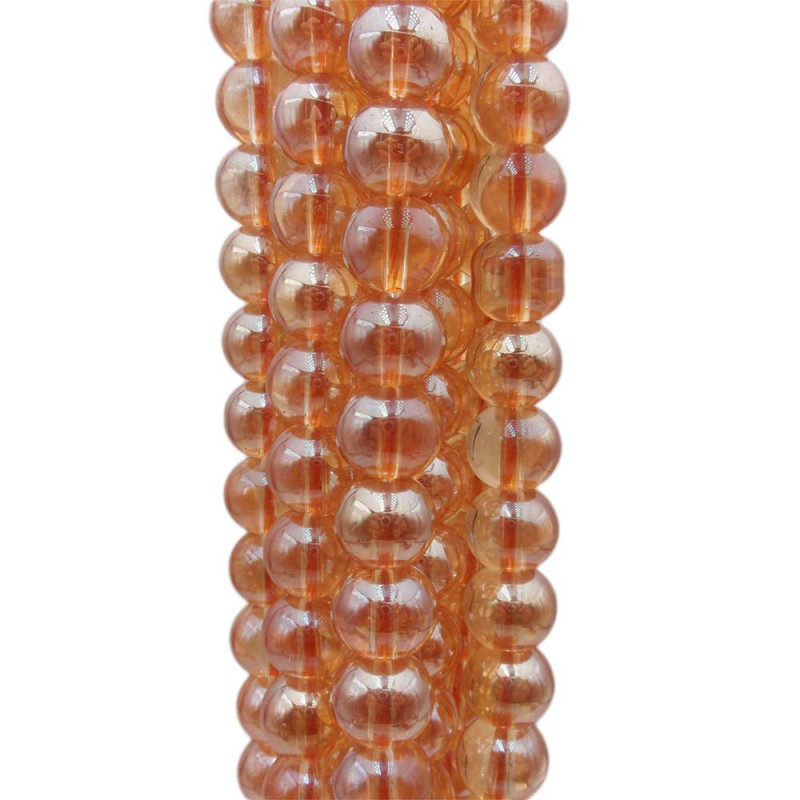 Cristallo ambrato tondo liscio 6 mm filo 40 cm (ambr11) - pietreeminuterie.com