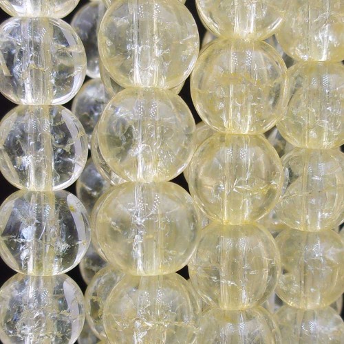 Cristallo di Rocca | Cristallo di rocca tondo liscio 8 mm giallo filo 40 cm - rocc664