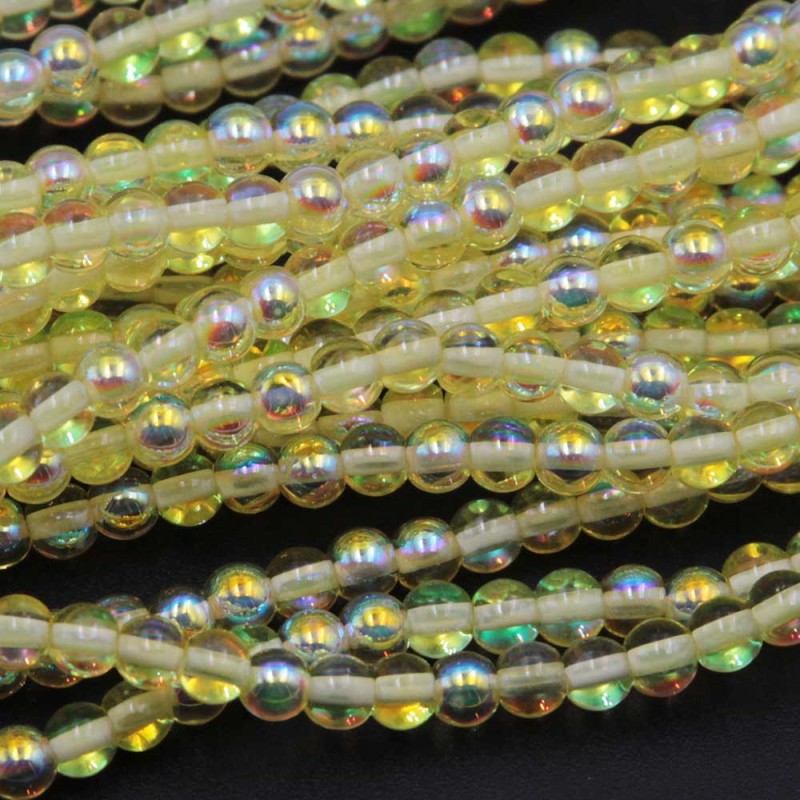 Perline crystal bead tonde lisce gialle 4 mm a/b filo 40 cm Perline crystal bead tonde lisce gialle 4 mm a/b filo 40 cm