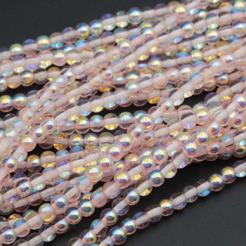 Perline crystal bead tonde lisce rosa pallido 4 mm a/b filo 40 cm