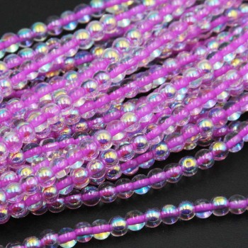 Perline crystal bead tonde lisce rosa 4 mm a/b filo 40 cm