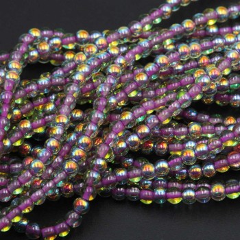 Perline crystal bead tonde lisce rosa 4 mm a/b filo 40 cm